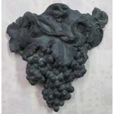 Vintage Hen-Feathers Faux Antique Green Copper Patina Grapes Vines Wall Pocket   182045381684